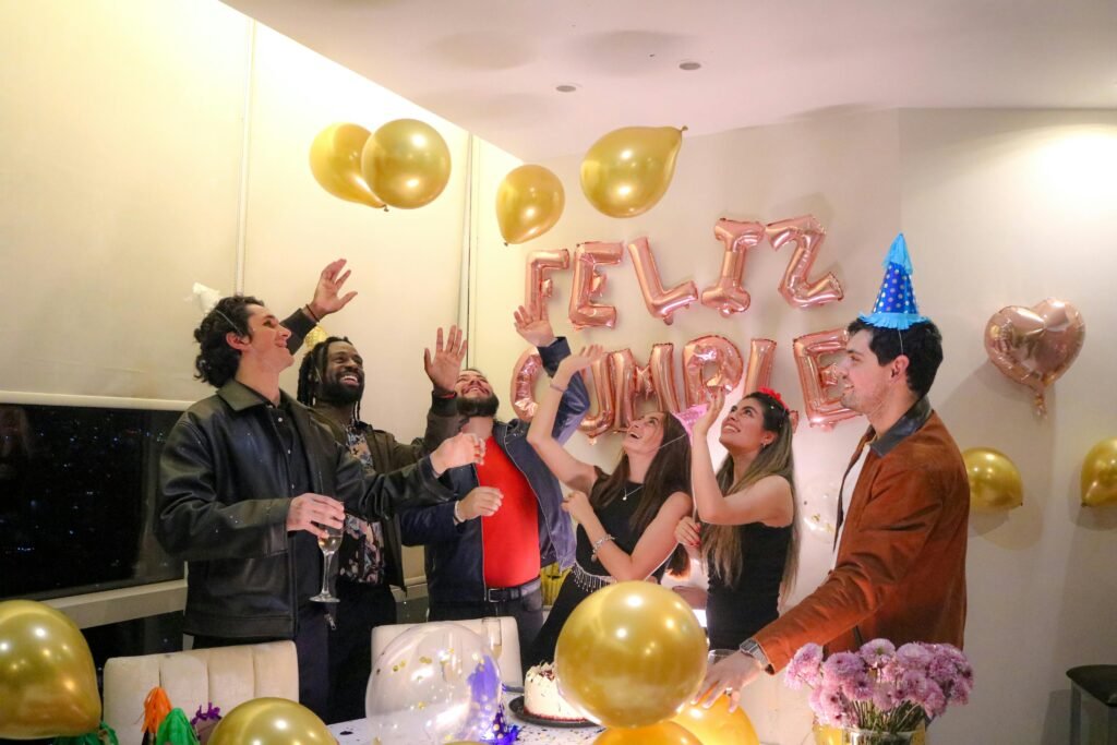 pexels-photo-30682912-30682912 A lively indoor birthday party with friends, balloons, and decorations.